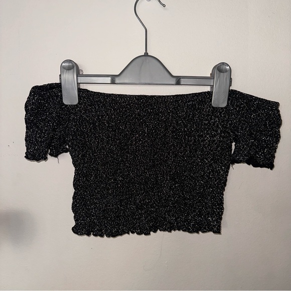 Topshop Tops - Topshop, Off-The-Shoulder, Glitter